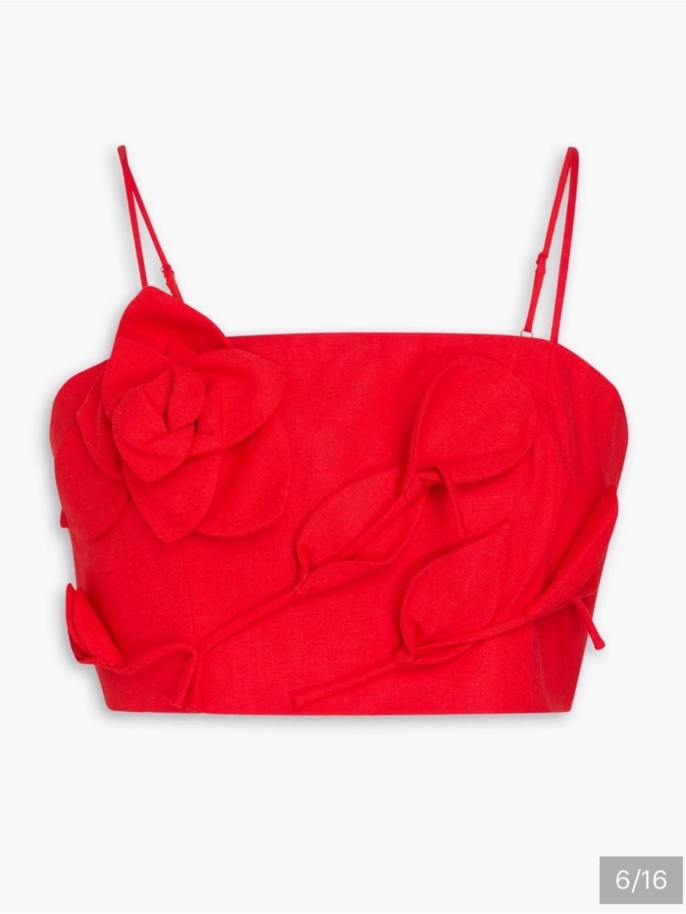 FARM Rio Red Floral Appliqué Crop Top